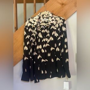 Valentino Floral Long Sleeve Silk Blouse in Nero/Multicolor size 42